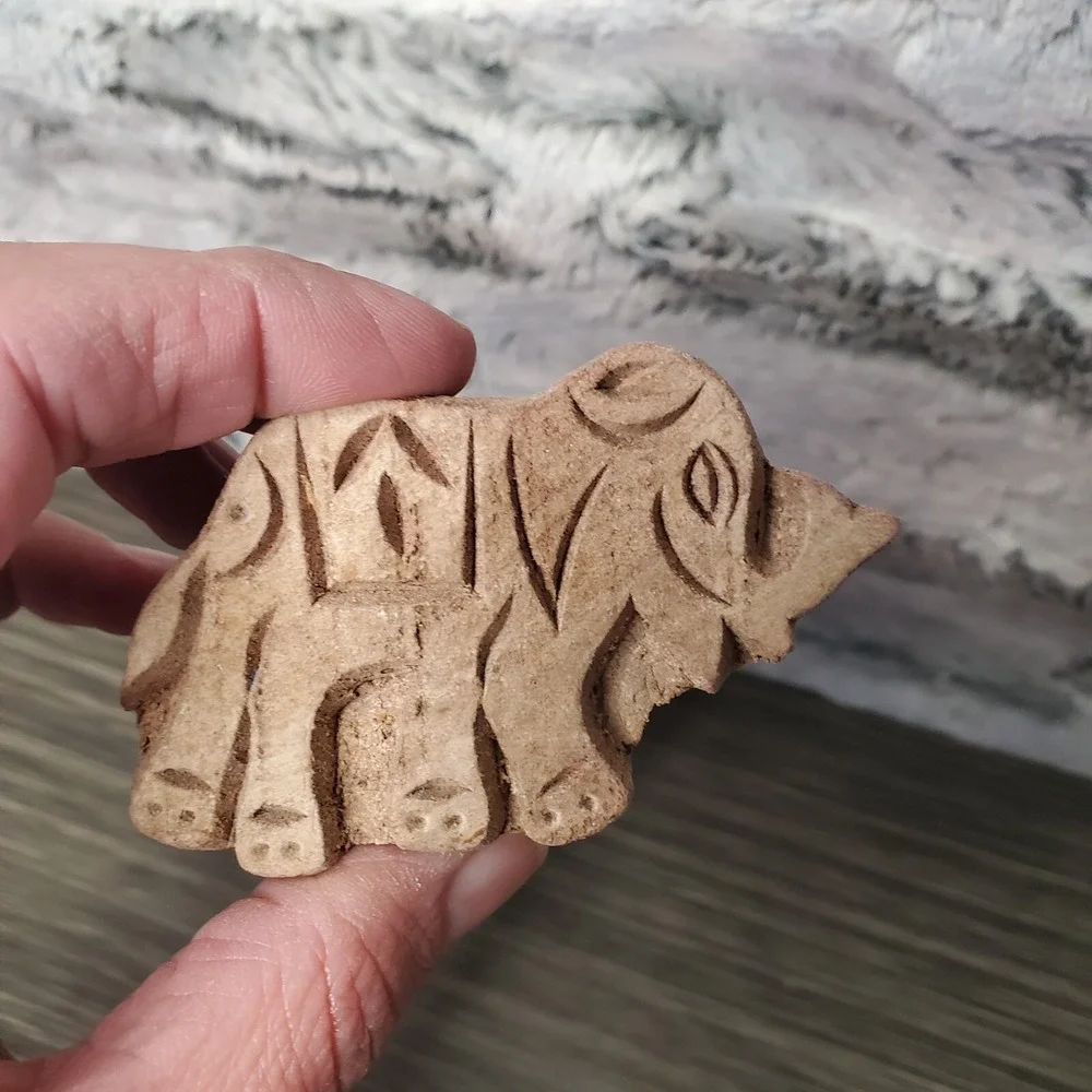 Lot of 7 Carved Animal Wooden Block Figures Wolf Boar Bird Elephant Detailed